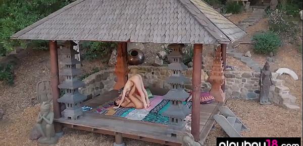  Skinny MILF Daniella Smith and her blonde GF presenting hot naked yoga session